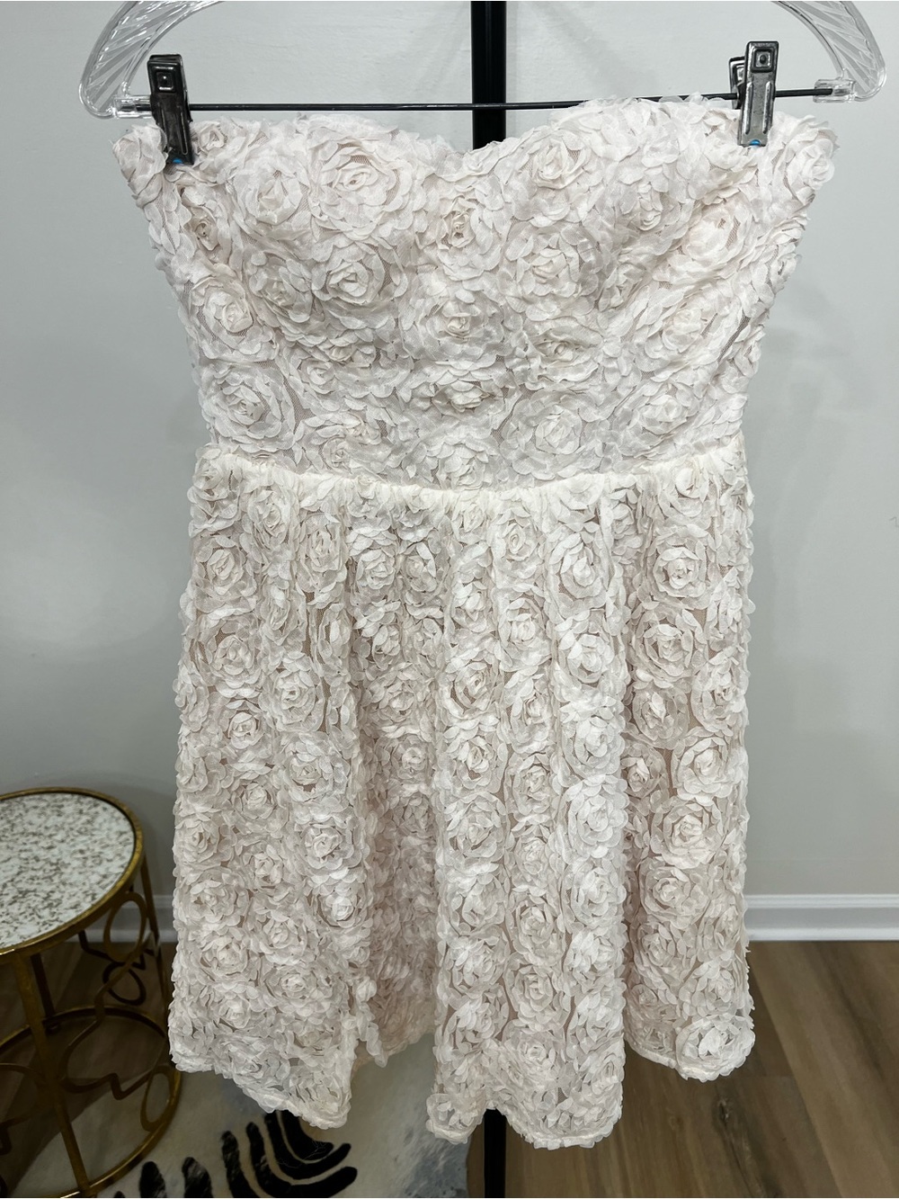 Chelsea & Violet Cream Strapless Rose-Appliqué Party Dress